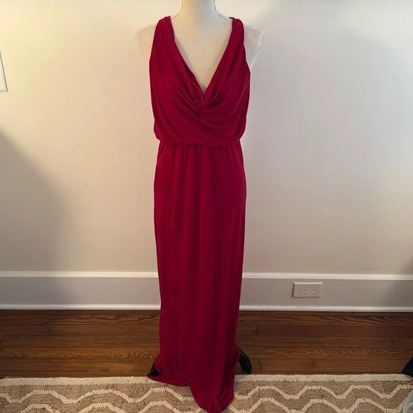 Halston Heritage Dresses Halston Heritage Red Drape Scoop Neck